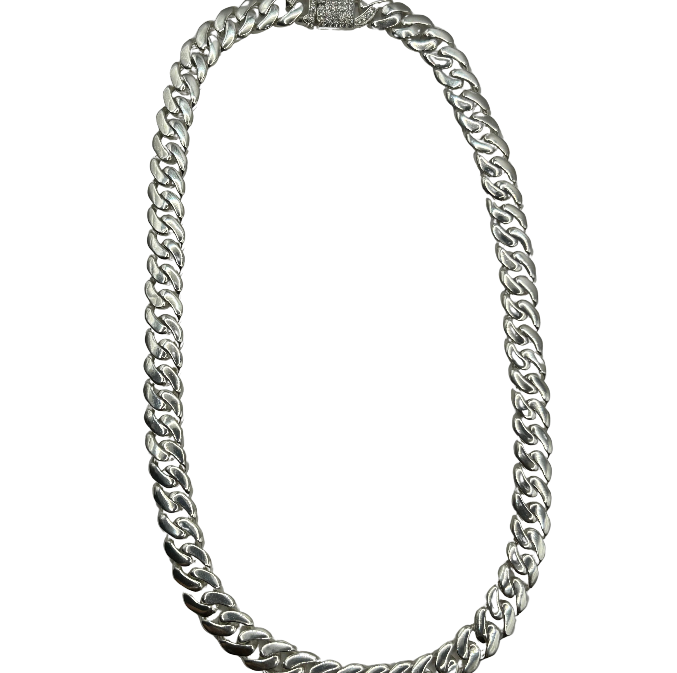 Cadena Lisa Broche Circonias Plata Ley 925 44cm*9mm