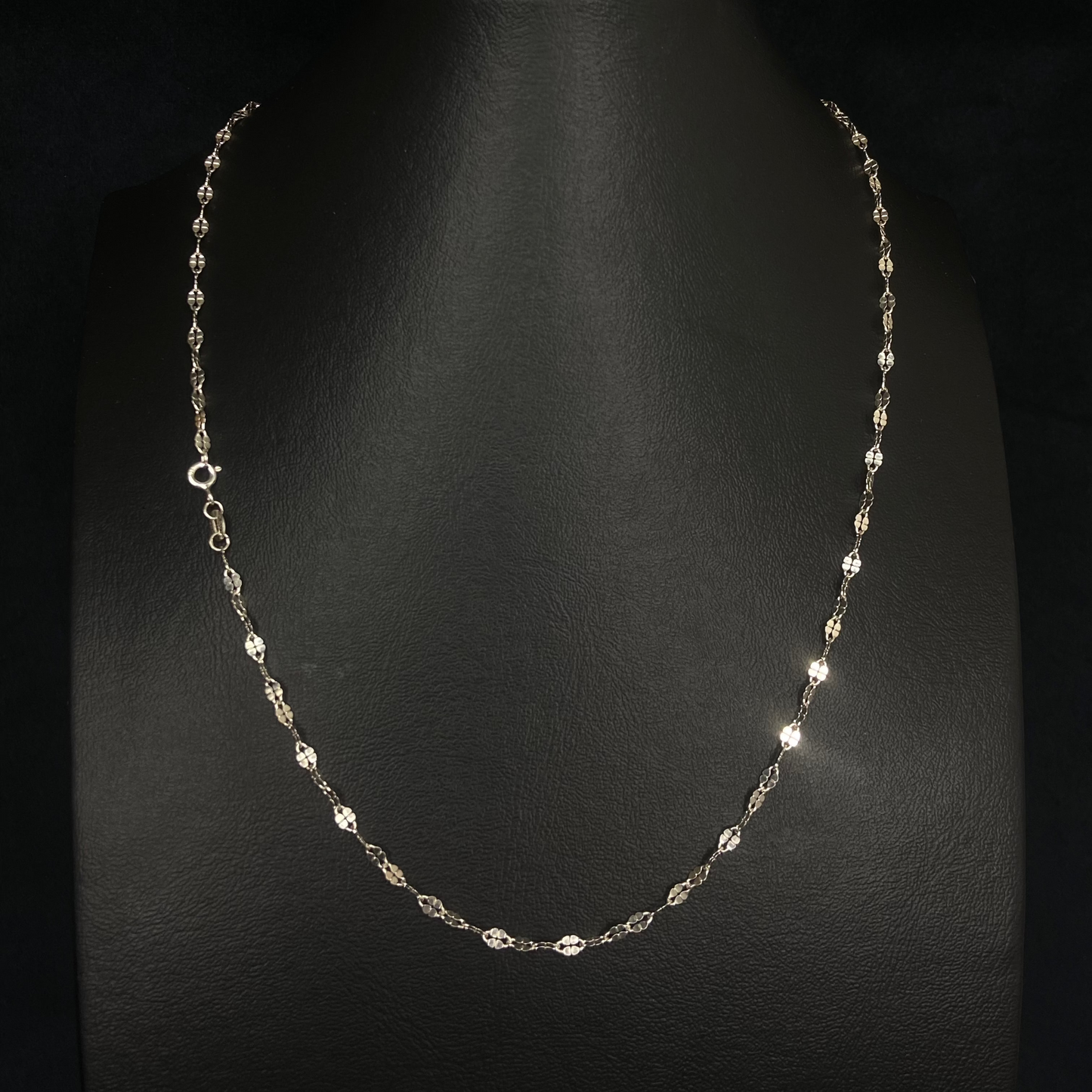 Cadena Unisex Trebol Grosor 3mm 2.6gr Plata .925 55cm