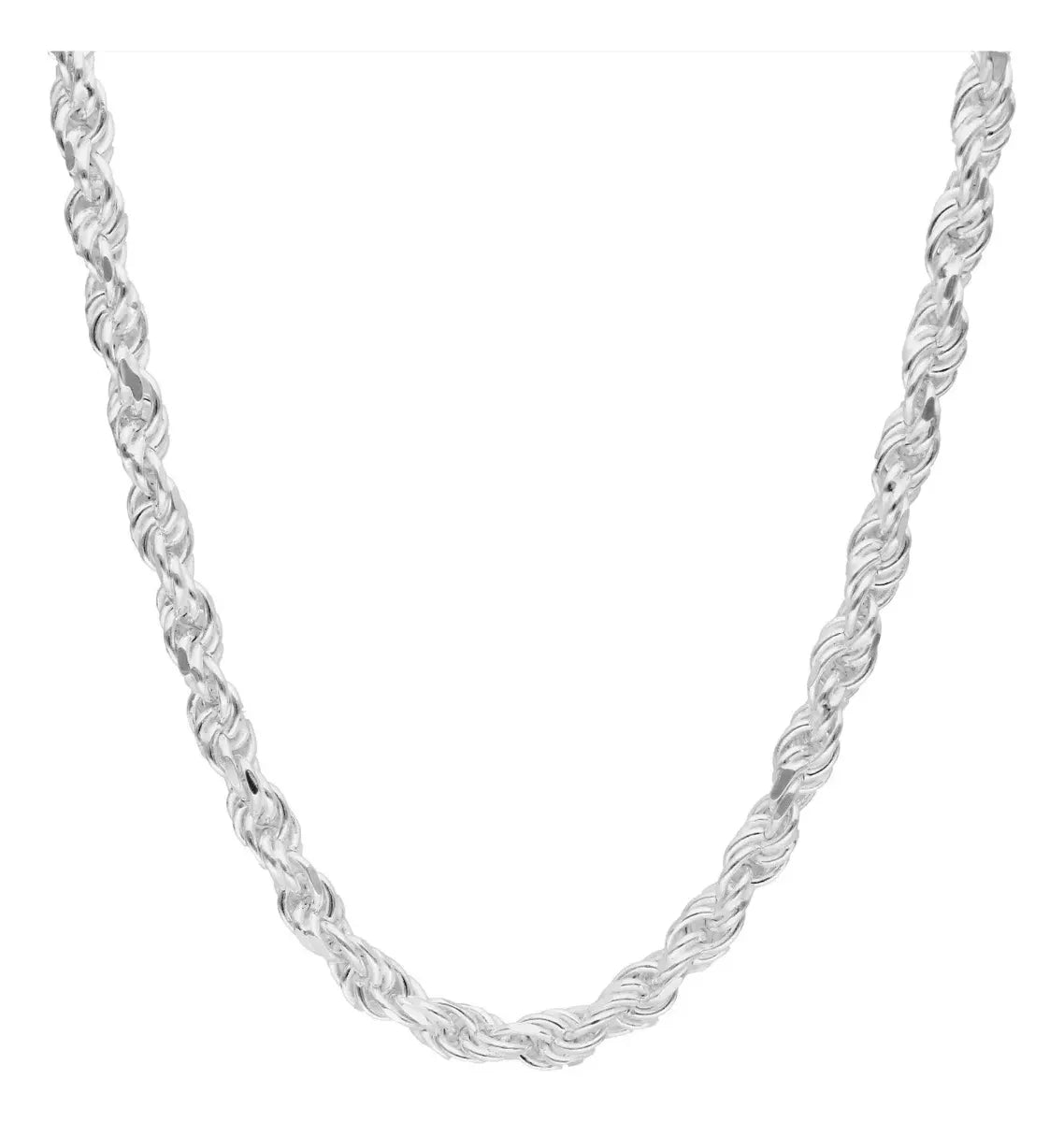 Cadena Unisex Tejido Torsal Grosor de 6mm 44gr Solida En Plata 925 65cm