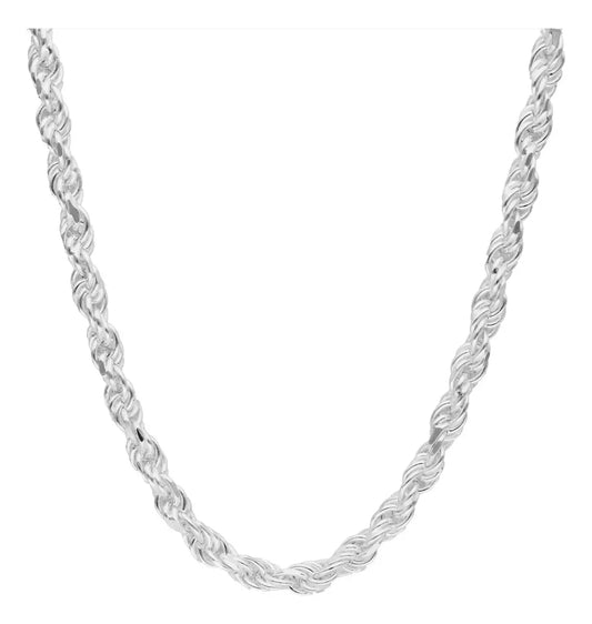 Cadena Unisex Tejido Torsal Grosor de 6mm 44gr Solida En Plata 925 65cm