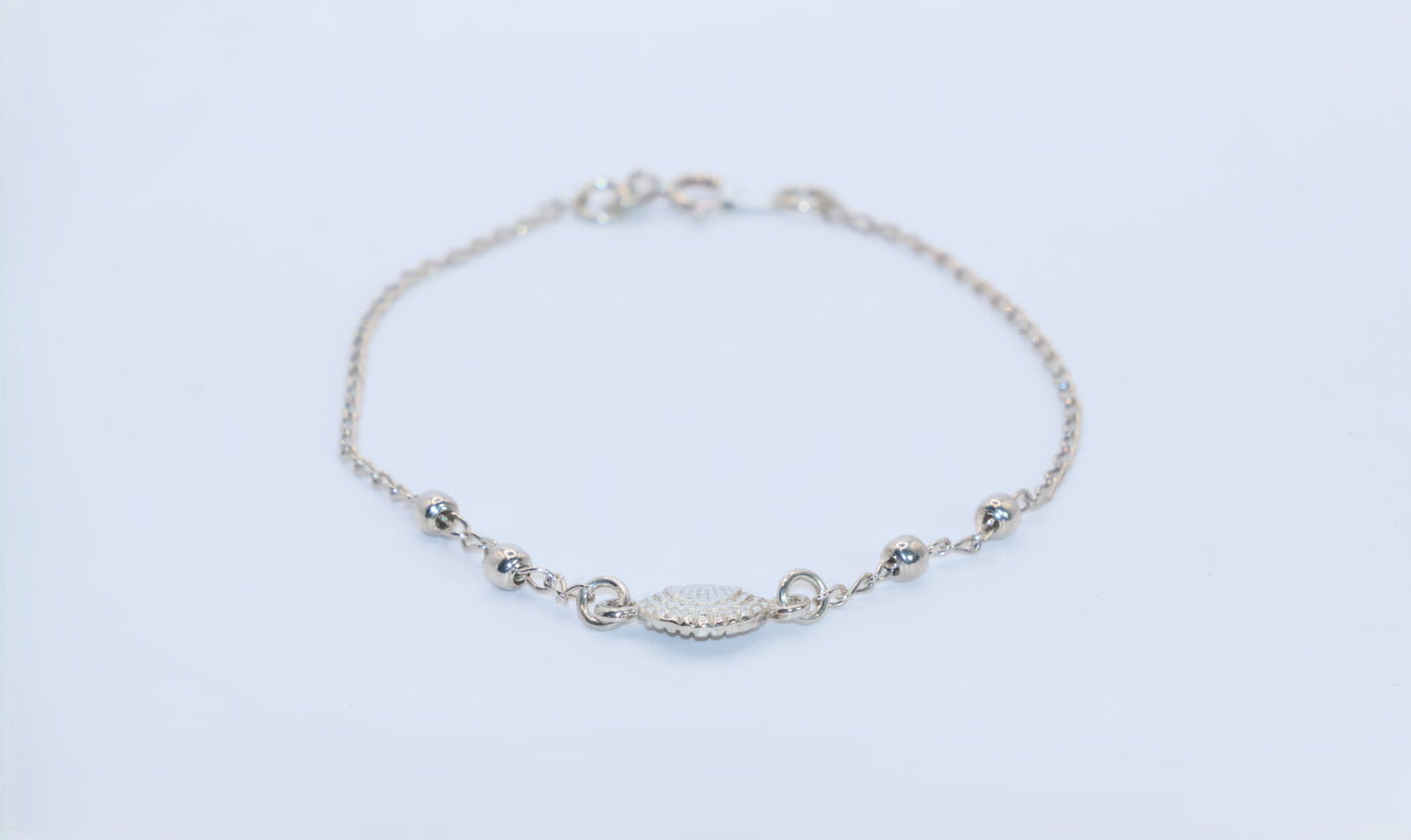 Pulsera Bolita con Concha Plata .925 1.9gr 19cm 1.5mm