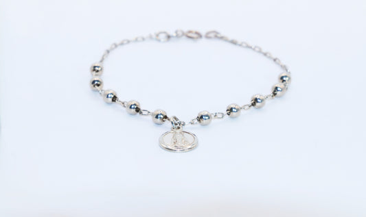 Pulsera Lisa Virgen en PLata .925 3.5gr 18.5cm 2mm
