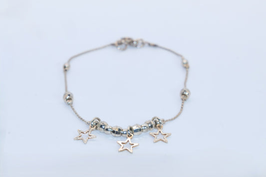 Pulsera Dije Estrellas Plata .925 2.9gr 1mm 19cm