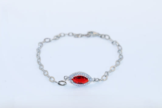 Pulso Italiano con Circonia Roja en Plata .925 2.5gr 20cm 2mm