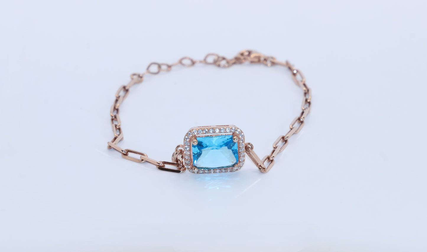 Pulso Italiano con Circonia Azul en Plata .925 4gr 20.5cm 2mm