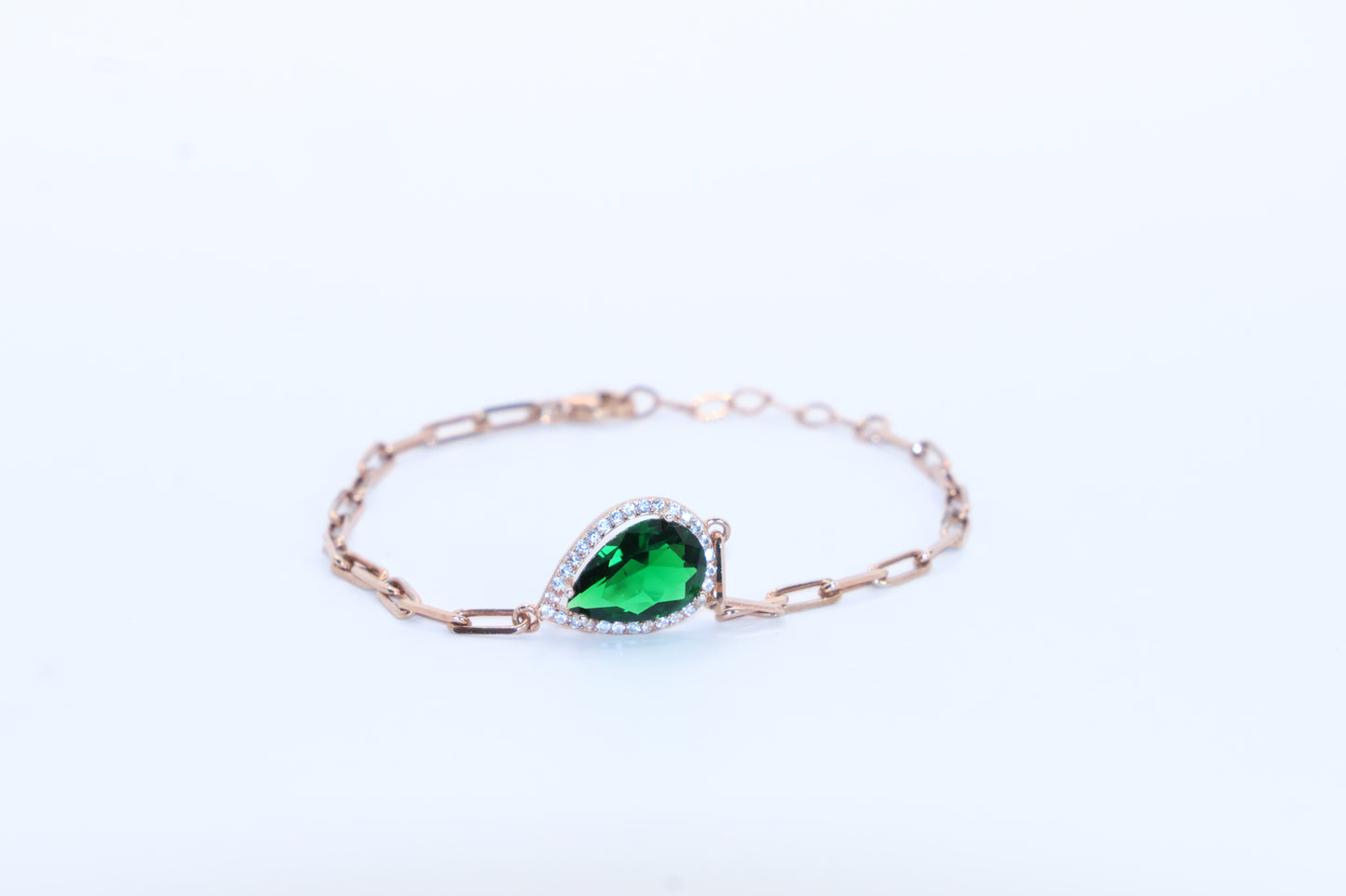 Pulso Italiano con Circonia Verde en Plata .925 3.3gr 19cm 2mm