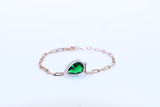 Pulso Italiano con Circonia Verde en Plata .925 3.3gr 19cm 2mm