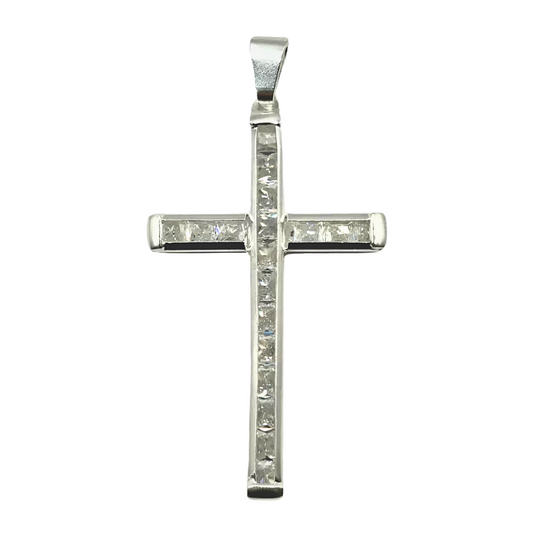 Dije Cruz Con Circonias Plata Ley 925 | 5.8cm*3cm*3mm
