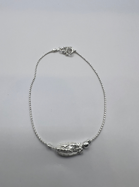Pulsera Unisex de Plata .925 con Colgante Virgen 0.70mm 1.90gr 18cm