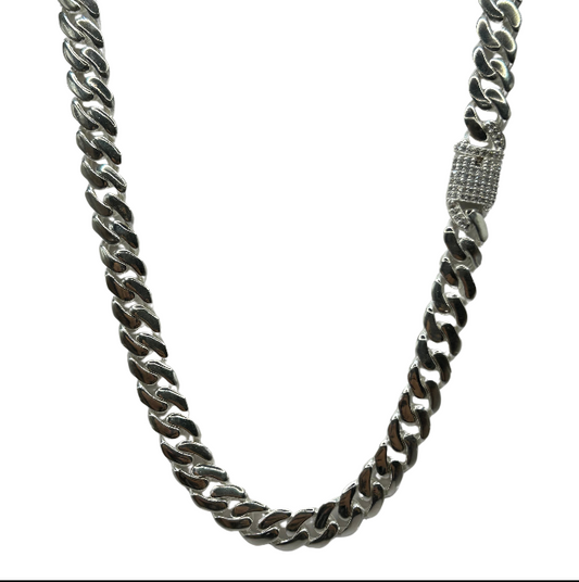 Cadena Lisa Broche Circonias Plata Ley 925 44cm*9mm