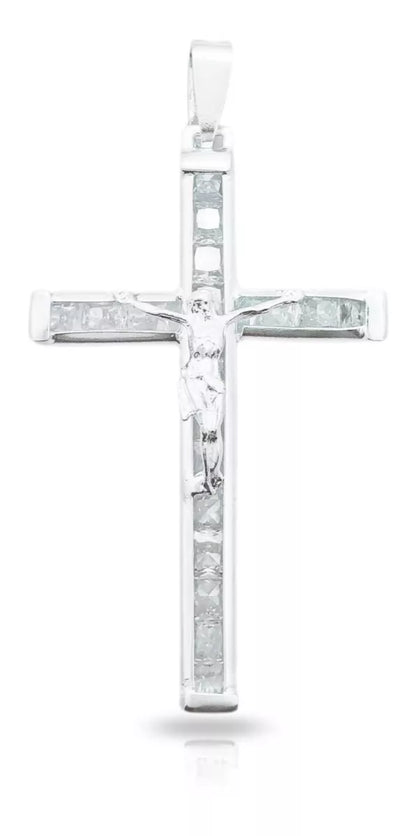 Dije Cristo Con Circonias Plata Ley 925 | 5.8cm*3cm*3mm